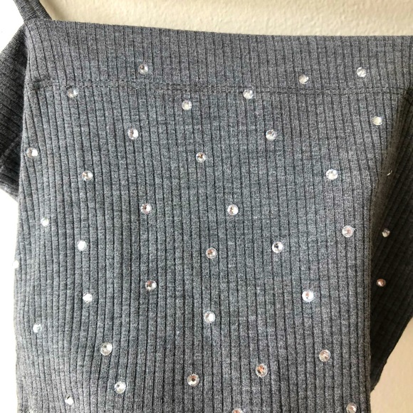 ribbed crop top tank with rhinestones ✨ - Picture 3 of 4